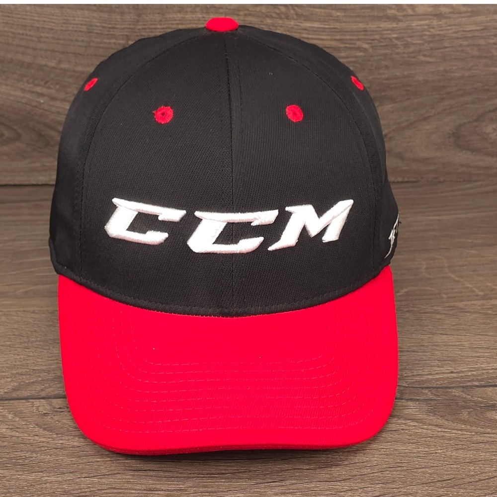 CCM Hat Cap Mens Fitted One Size Black Red Hockey JetSpeed Sports Athleisure